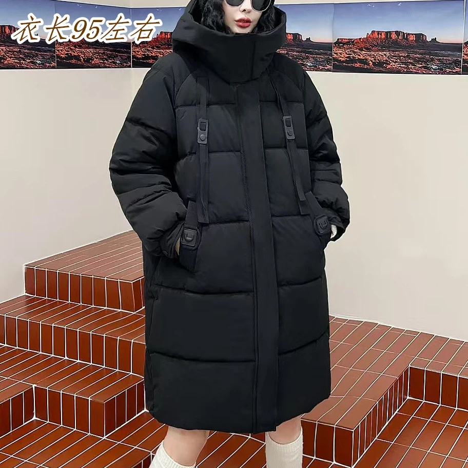 高品质长款宽松显瘦插肩连帽上衣外套大棉服