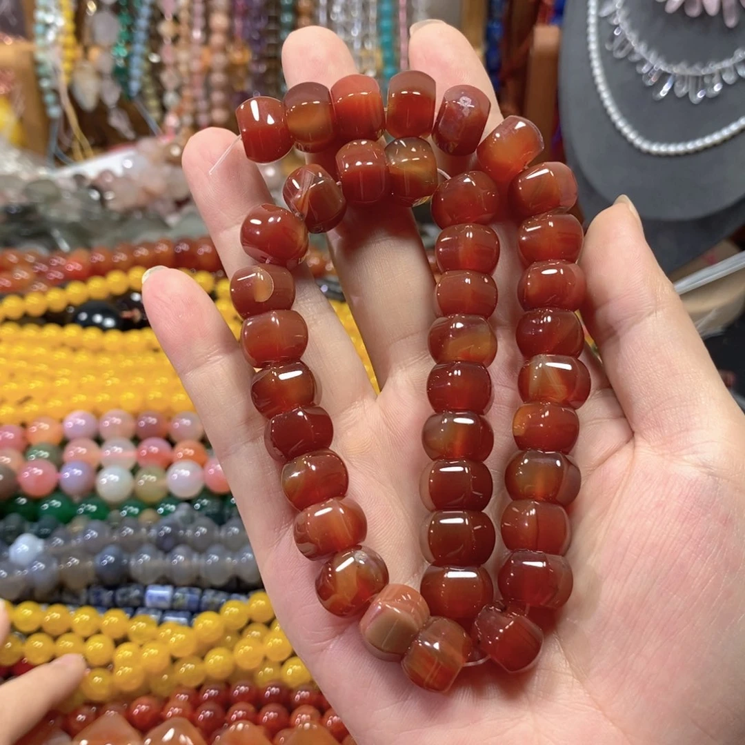 玛瑙/玉髓合金珠宝半成品红玛瑙灯笼一条卡14mm