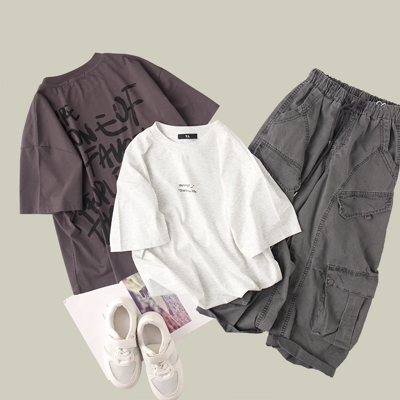 吴小越w1162男童夏款短袖圆领无感印花韩版棉t恤中大童儿童上衣