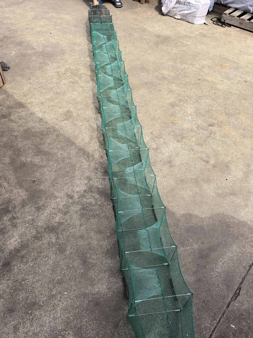 精品手抛网四米长 四股1.3网眼 18节13个进鱼口 框架20*24 双排坠