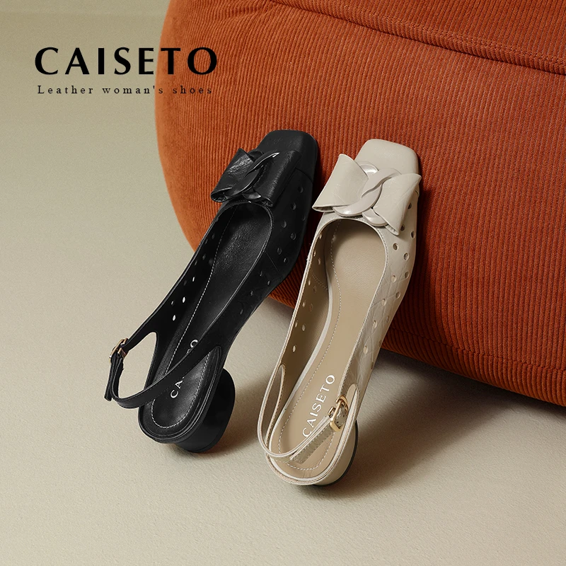 羊皮/3.5cm包头镂空蝴蝶结设计款时尚百搭舒适时装凉鞋25XL154