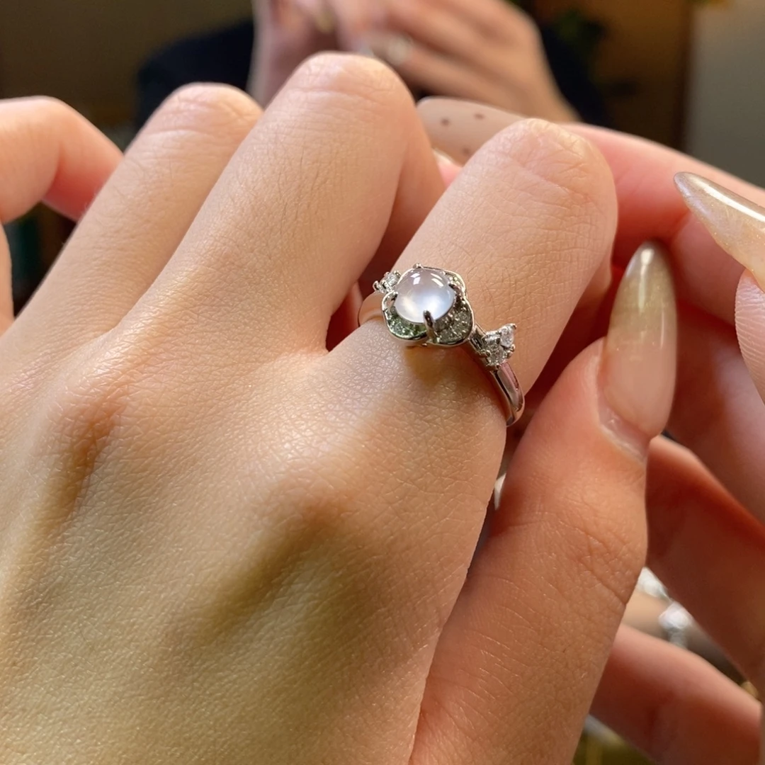 翡翠银S925镶嵌戒指16297