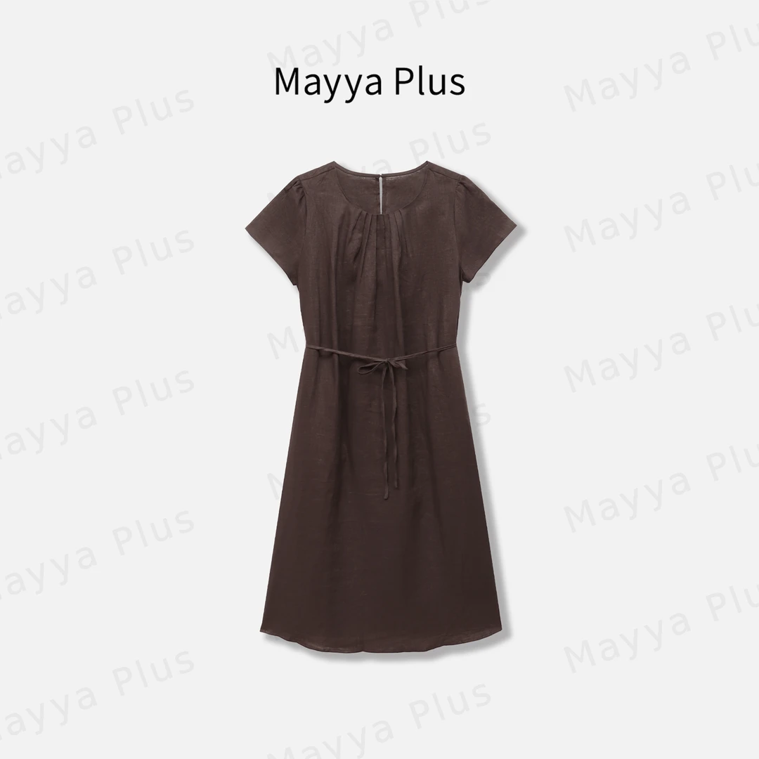 【木言】Mayya Plus麦芽定制高级感亚麻连衣裙夏季气质长裙32528781