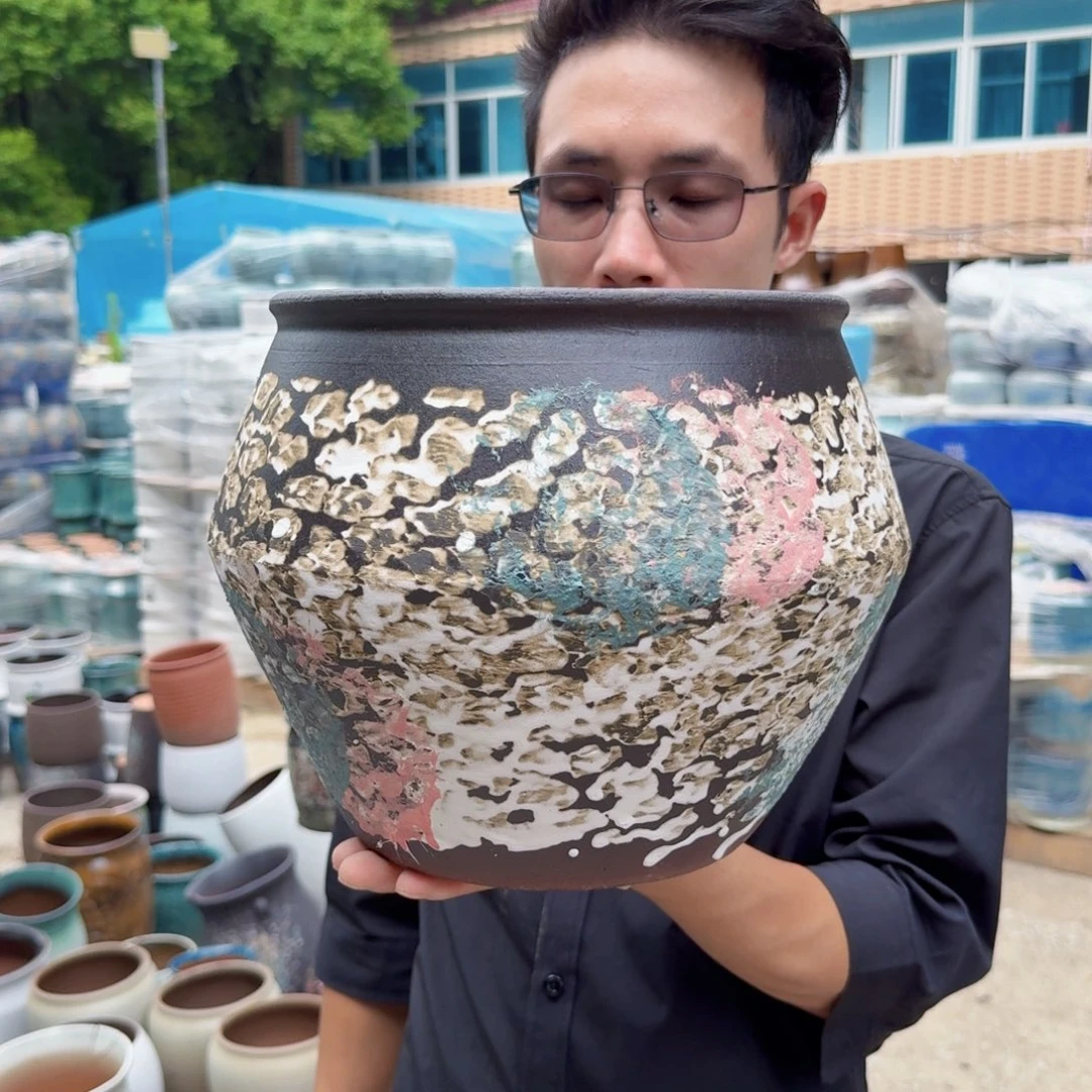 紫砂花盆口23高23（一个水上漂姹寂