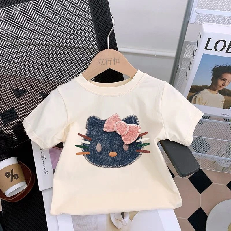儿童【Kiti猫】短袖t恤2025夏季男童字母t中大童洋气上衣女童