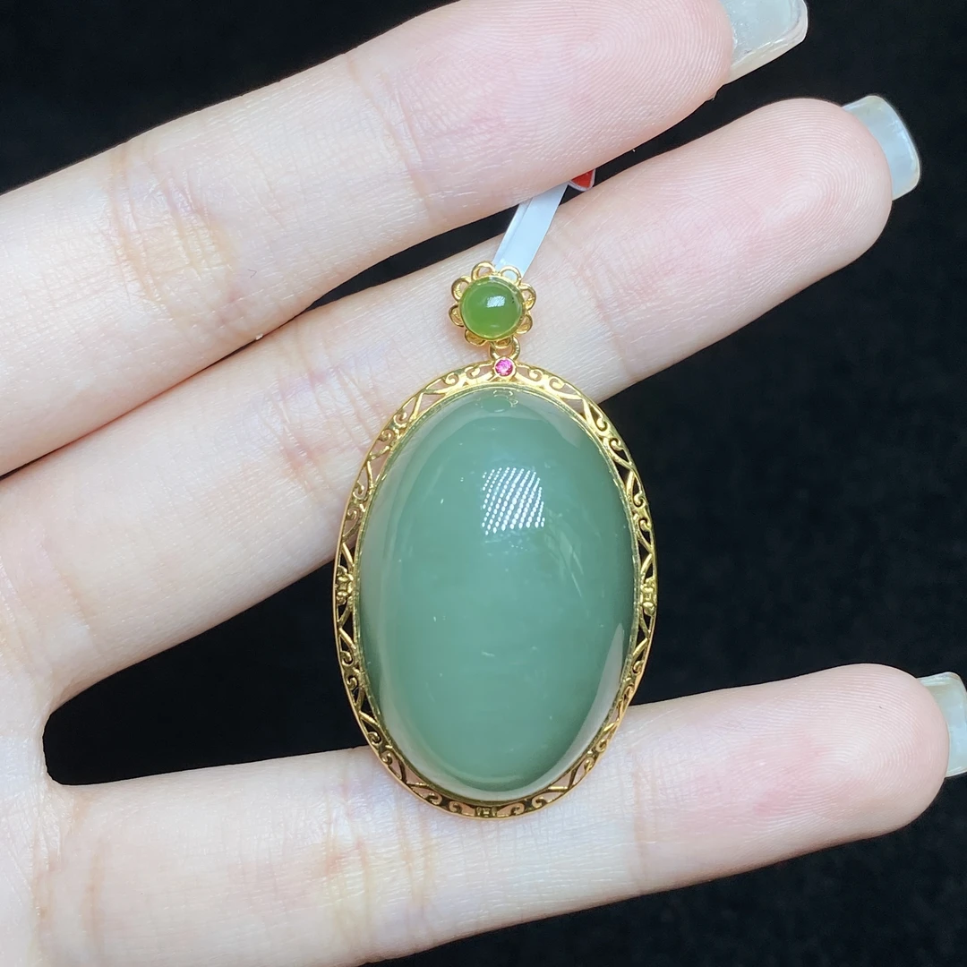 【小北严选】18k金和田玉吊坠约19*29mm【多样性发一件】-AH02X1437