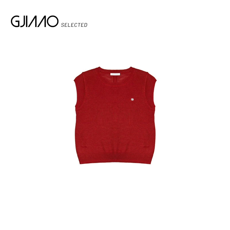 32009 小标后一排扣无袖圆领针织衫