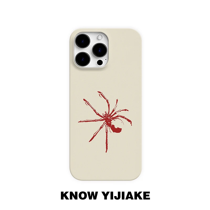 红色蜘蛛适用苹果16简约手机壳15promax个性14p/13ins12创意16e11
