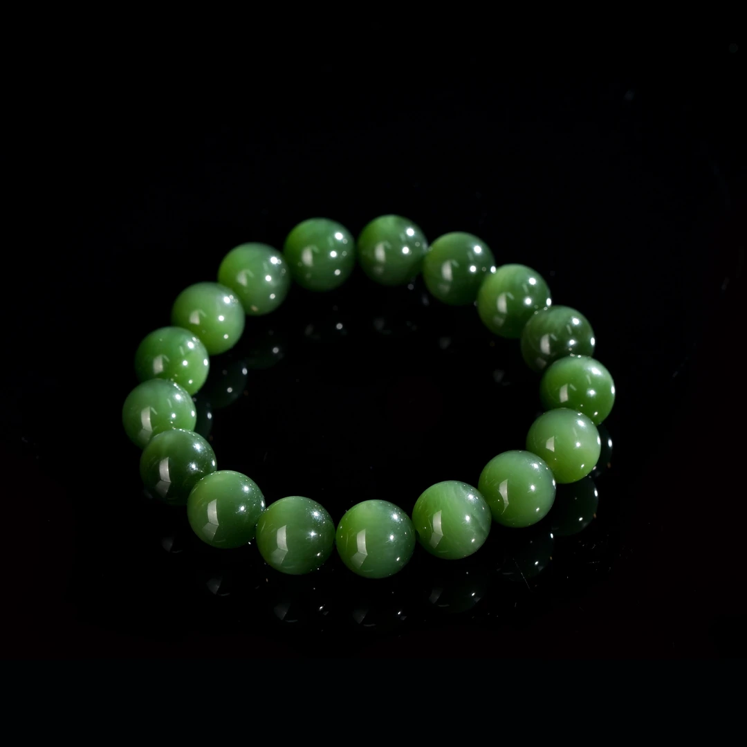 绿涟|  碧玉猫眼手串12mm