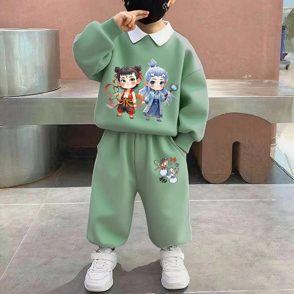 哪吒卫衣套装男女童2025年儿童衣服春秋款潮酷痞帅童装时髦两件套