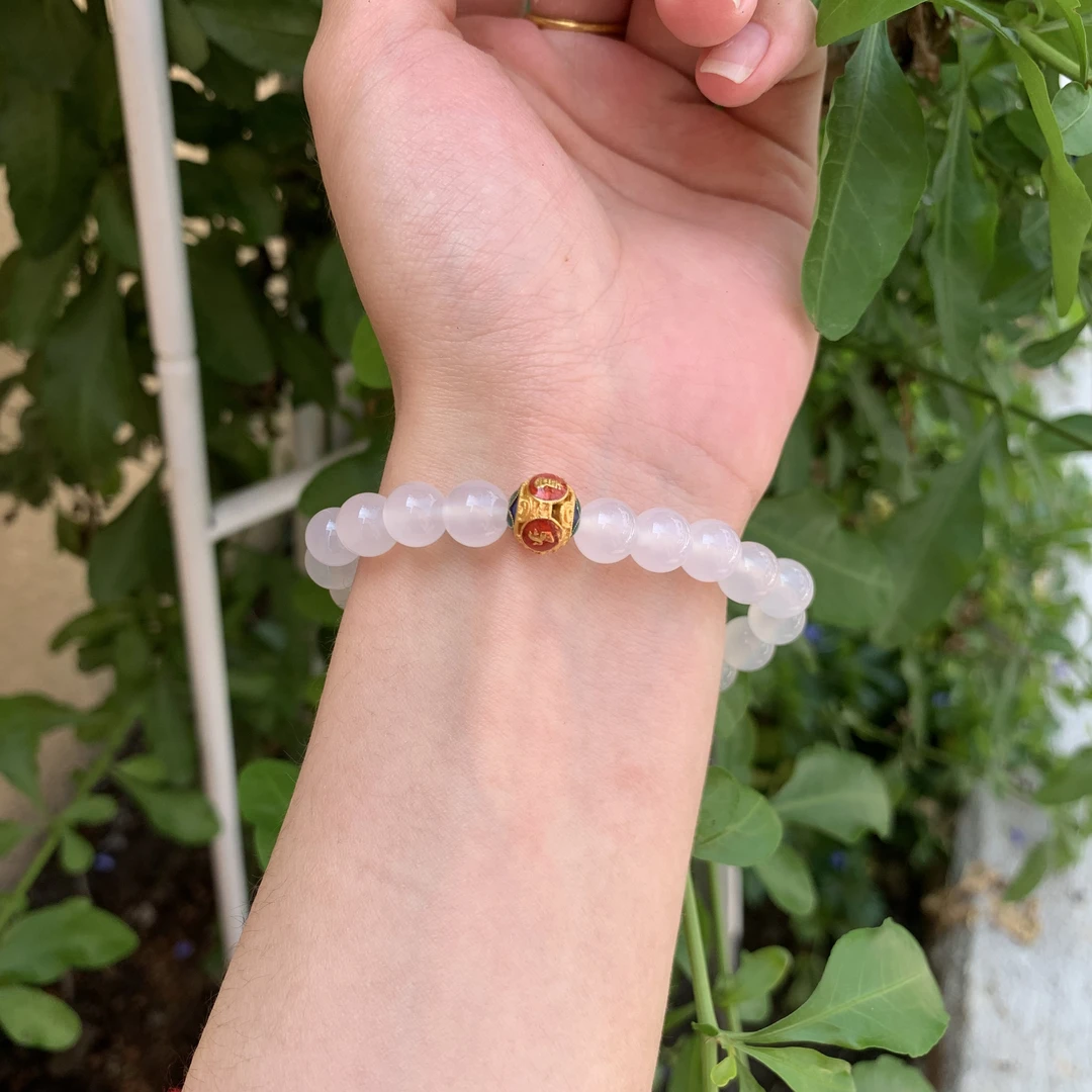 缅翠淘玉记天然玉髓玛瑙白手串简约精致款