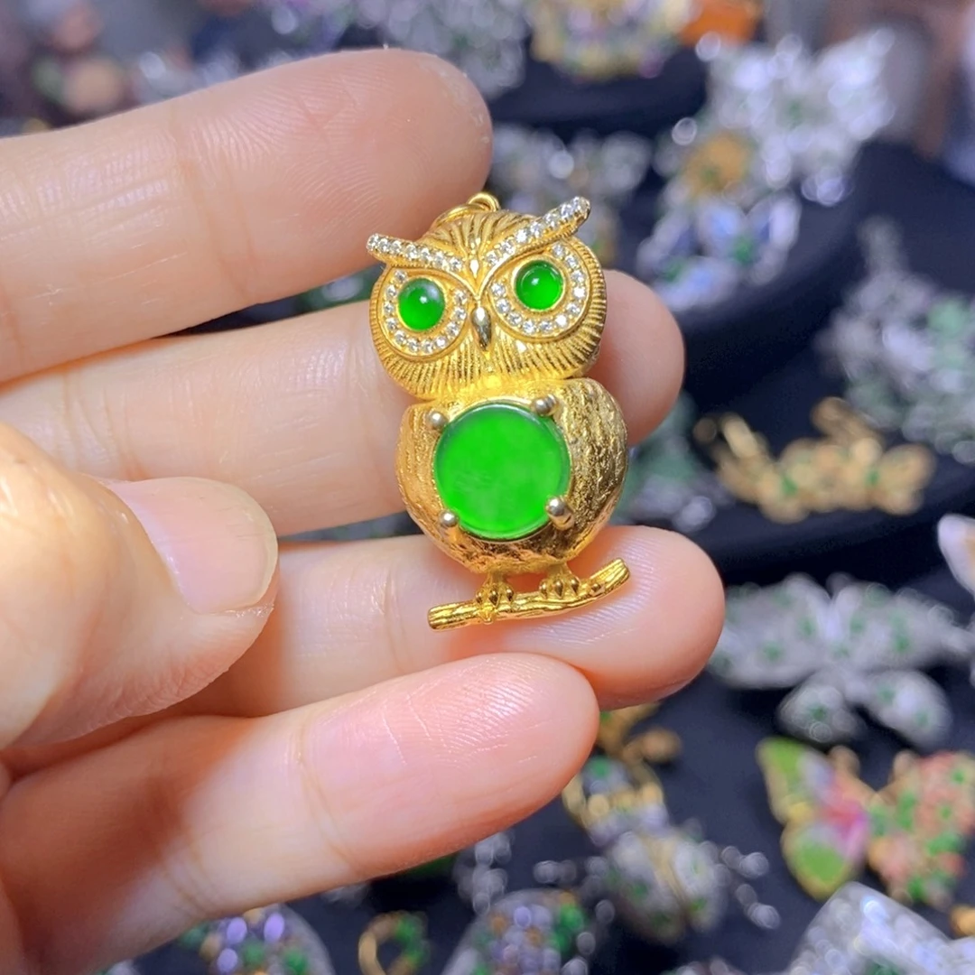 翡翠银S925镶嵌吊坠(不含链)天然资源