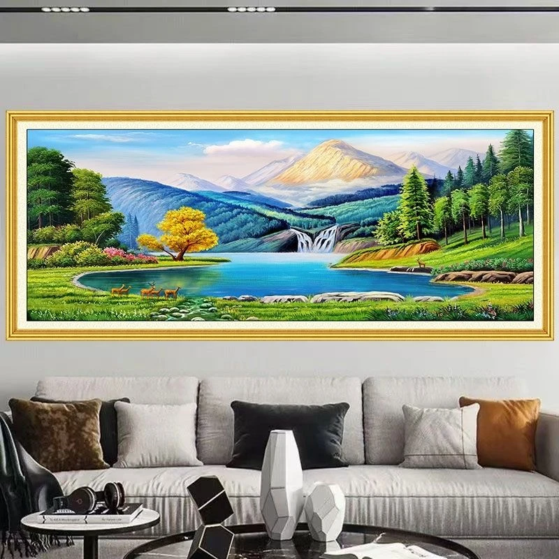 背靠金山山水画客厅山水装饰画沙发办公室挂画靠山