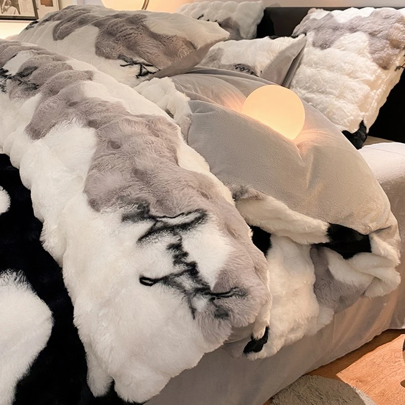 冬季加厚牛奶珊瑚绒床上四件套加绒床品儿童床单人法兰兔毛绒被套