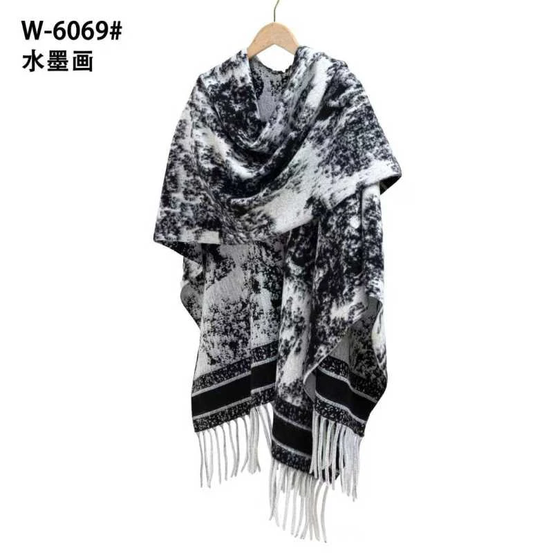 【特特甄选】QYX-W-6069-水墨画保暖秋冬百搭时尚长款围巾
