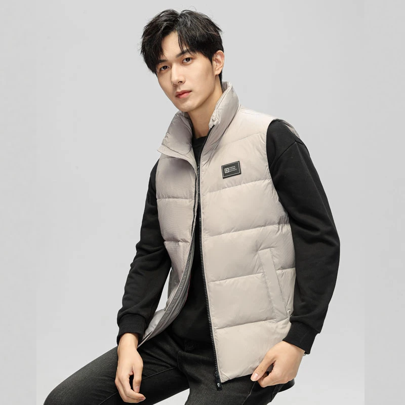新款冬季外穿轻薄立领羽绒马甲外套潮无袖坎肩男