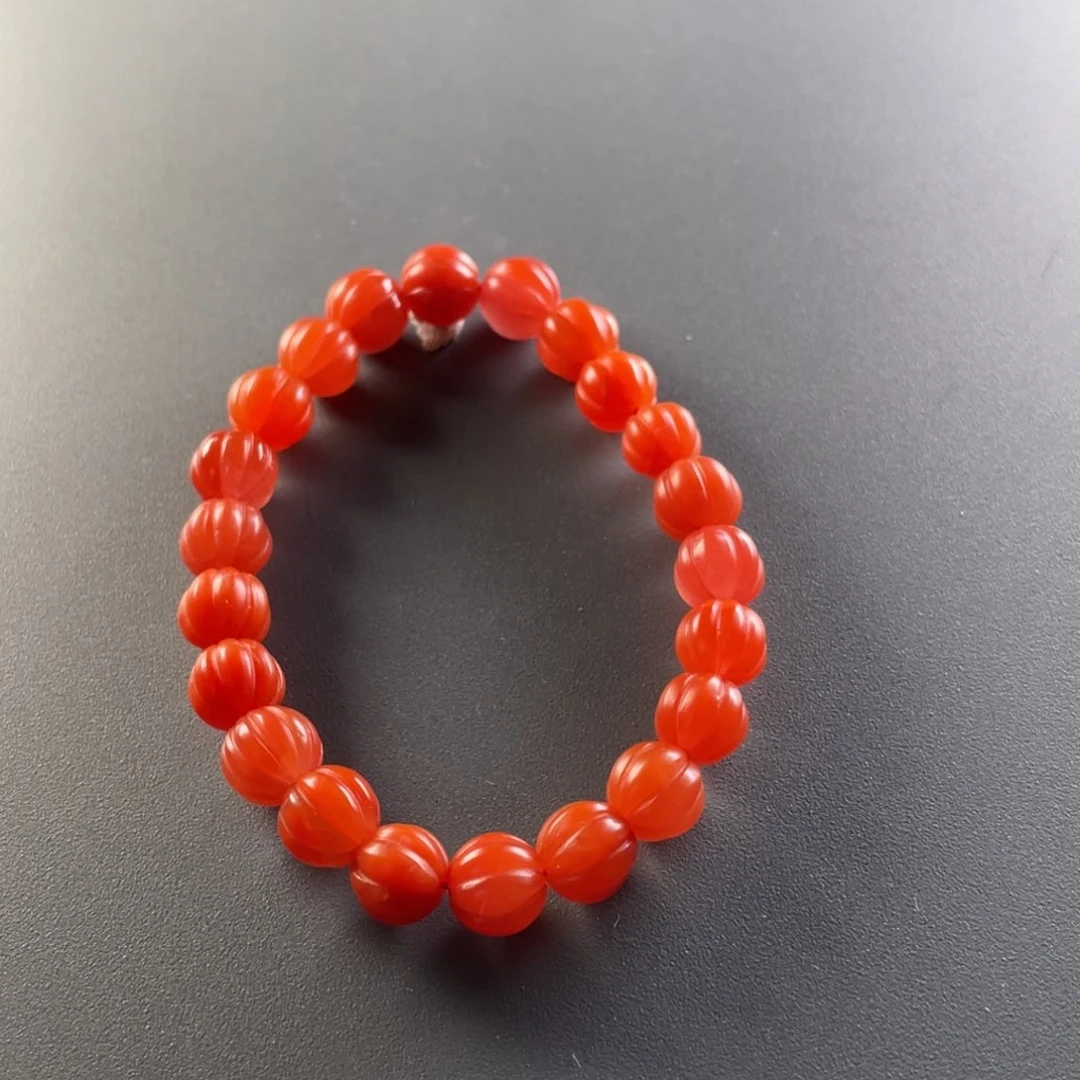 南红玛瑙天然原矿东山大水沟瓜珠单圈卡8未镶嵌