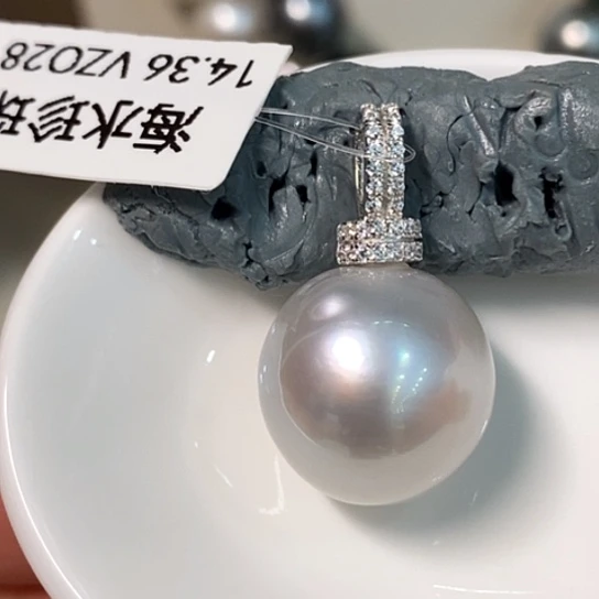 海水珍珠银S925镶嵌颈饰14.36