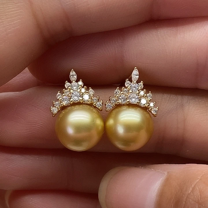 银S925镶嵌海水珍珠耳饰