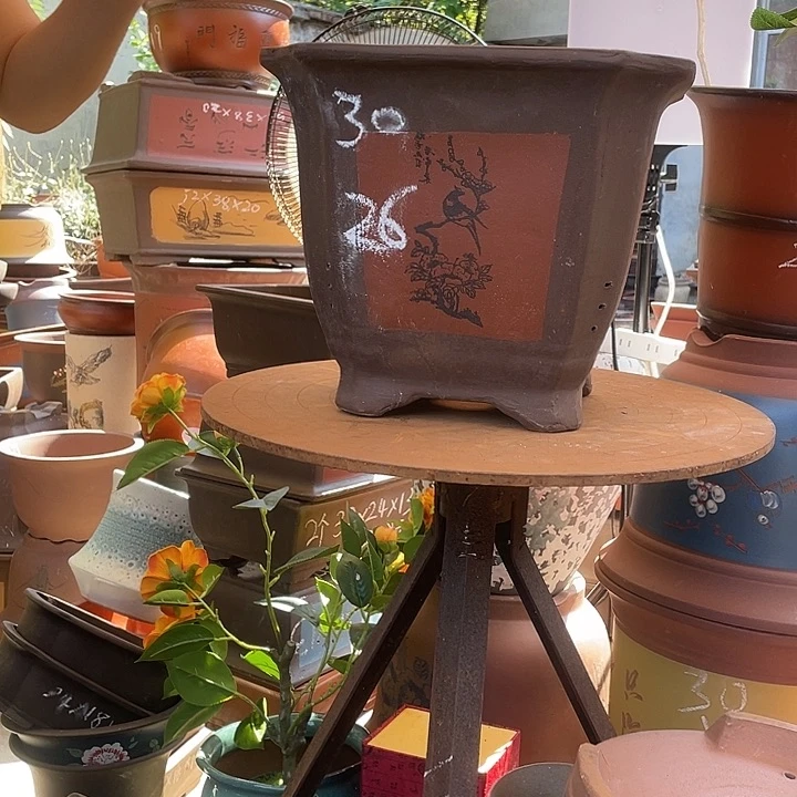 30红切角四方花盆紫砂花盆