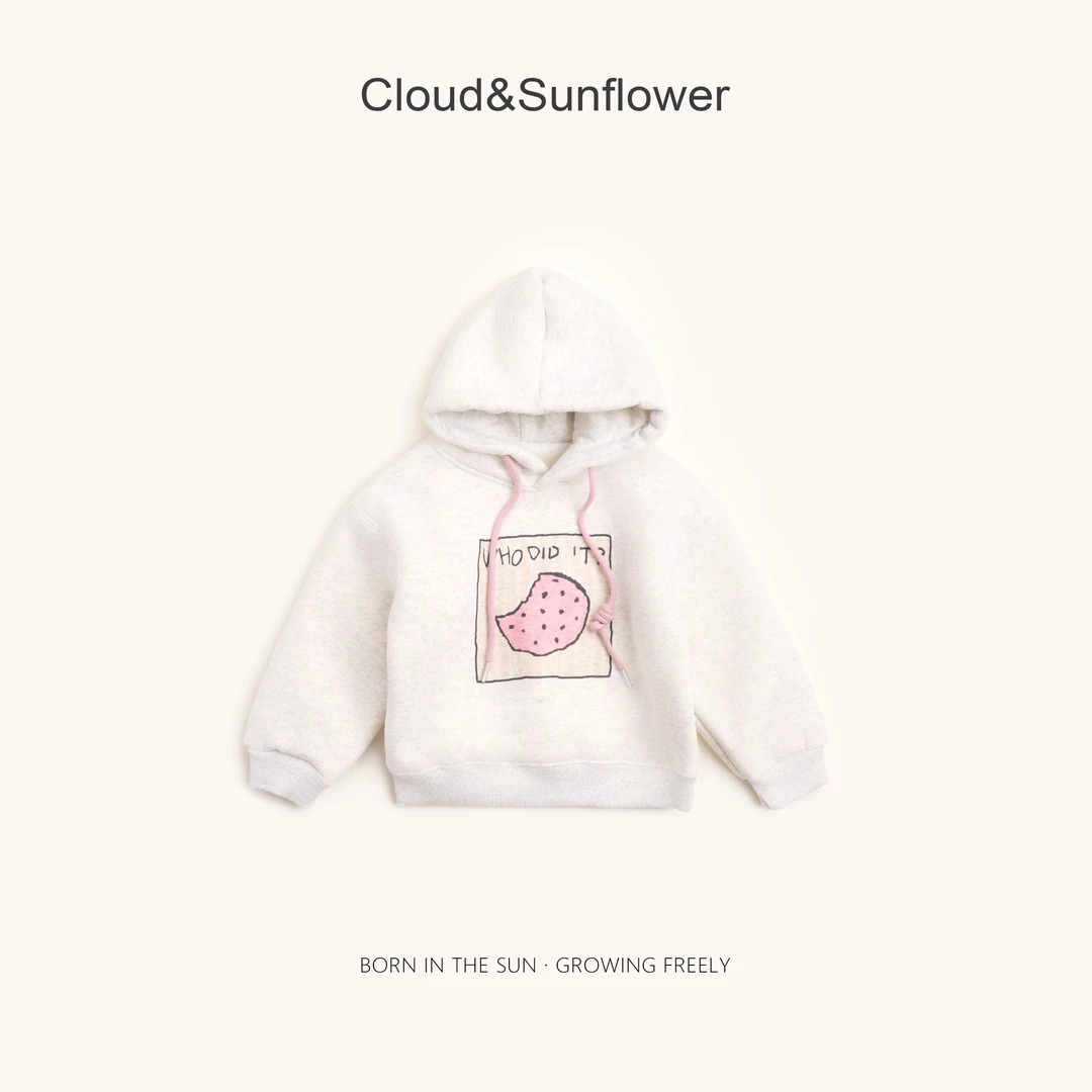 【云朵小葵】女童冬季新款年款加厚饼干印花休闲连帽卫衣662293