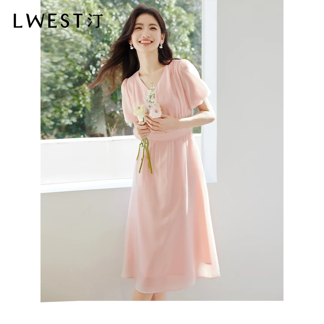 朗文斯汀2025夏装新款气质收腰显瘦法式优雅连衣裙DTYL4204C03099