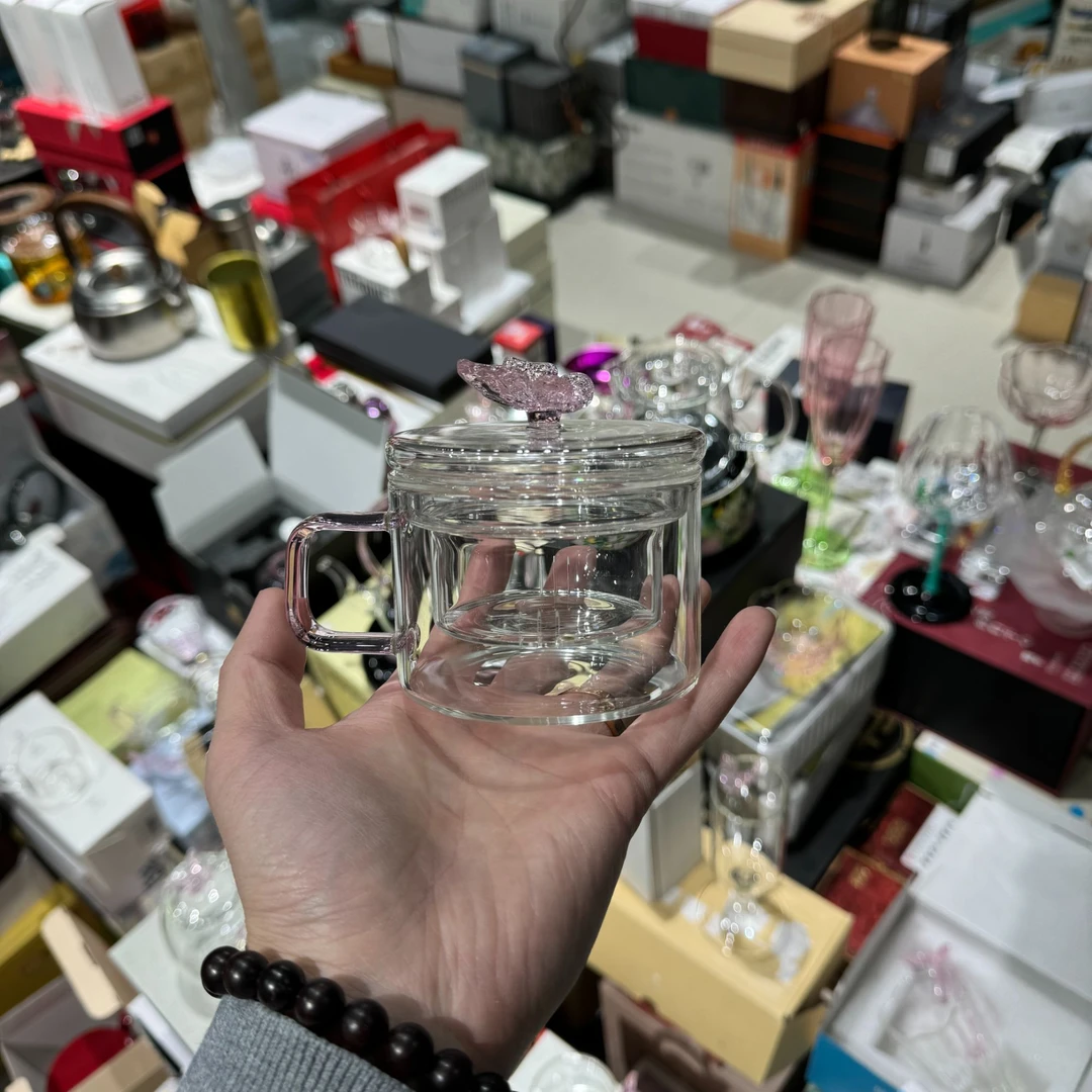 X513杯子 小容量家用泡茶杯玻璃杯蝴蝶杯