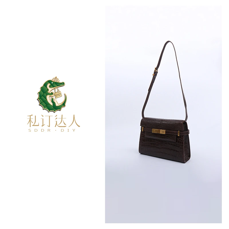 私订达人“私家”专享款女士真皮轻奢时尚百搭鳄鱼皮单肩包曼哈