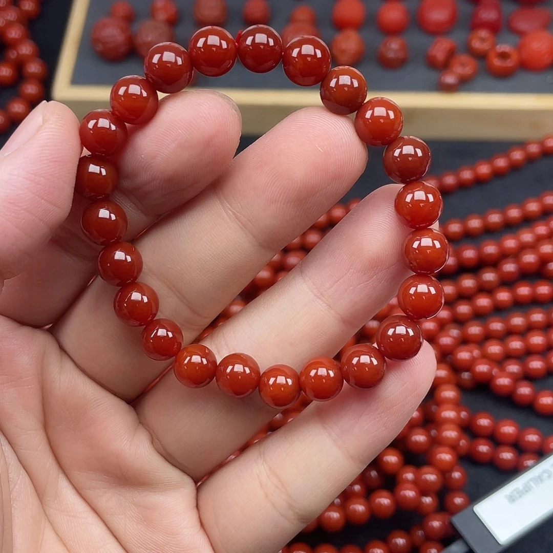 南红玛瑙31号瓦西牛血红卡8手链未镶嵌