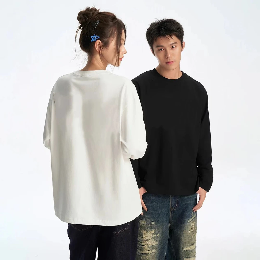 【拍一发二】长袖T恤打底男女同款时尚百搭圆领休闲t恤长袖百搭纯色