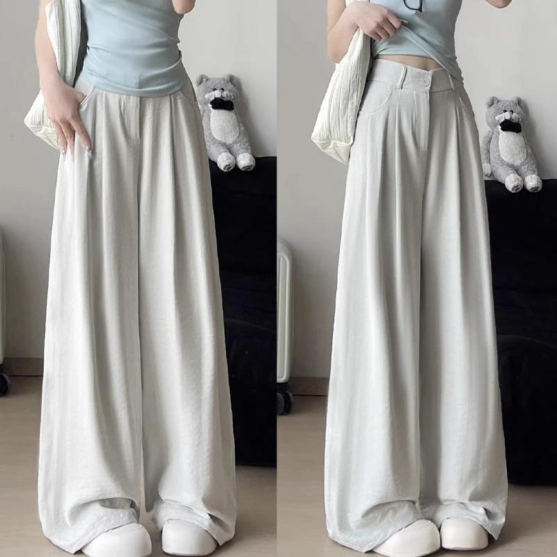 奶芙西装阔腿裤女夏季2025新款高腰垂感显瘦松弛感直筒休闲山本裤