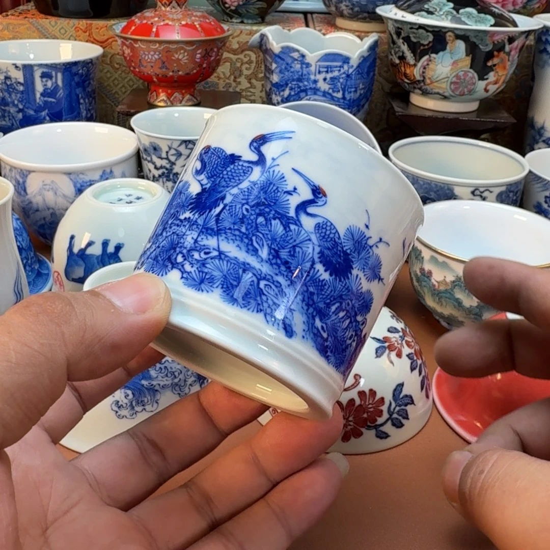 熊***墨杯子陶景德镇全手工手绘陶瓷