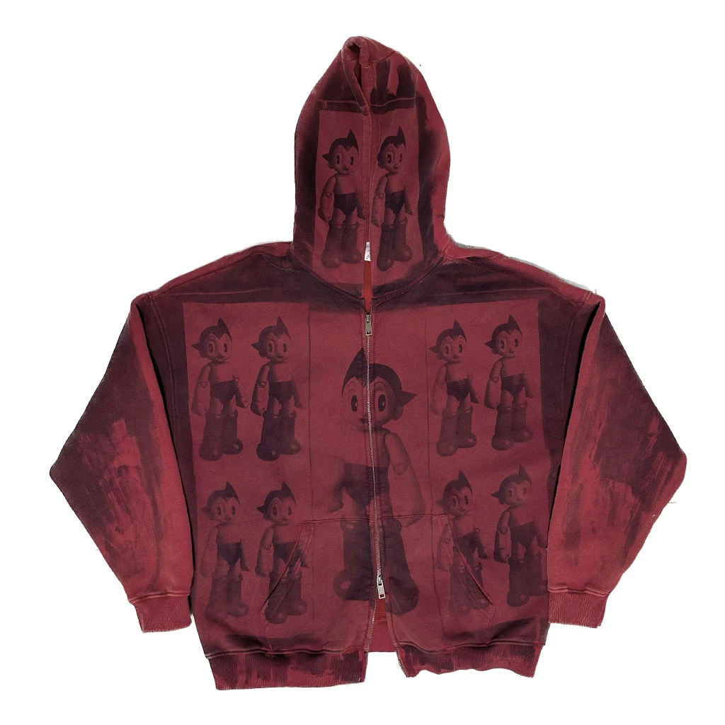 remake加绒卫衣孤品街头潮流卫衣连帽宽松动漫