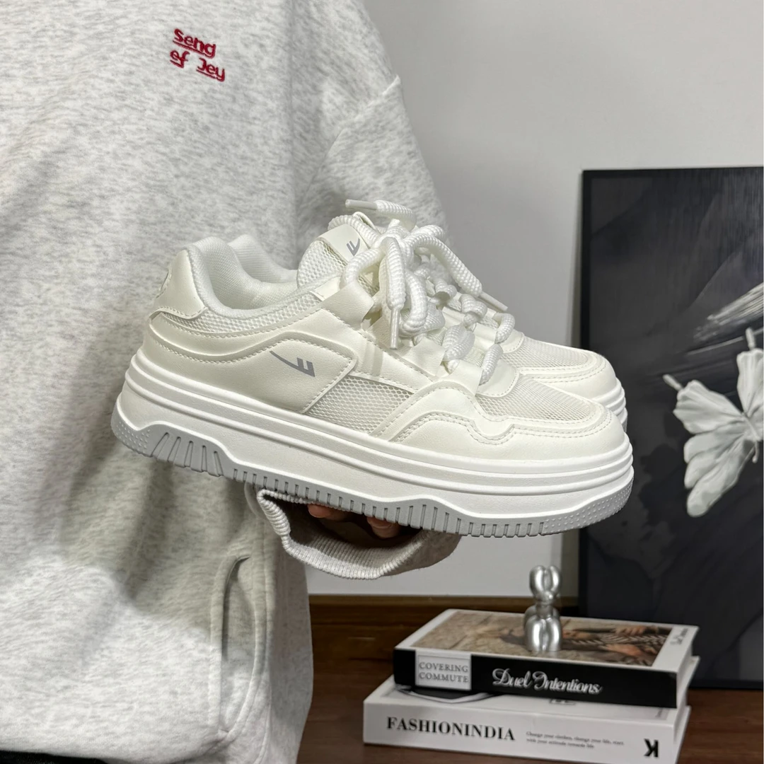 回力小白鞋女2025夏季新款网面透气舒适鞋子女休闲厚底增高板鞋