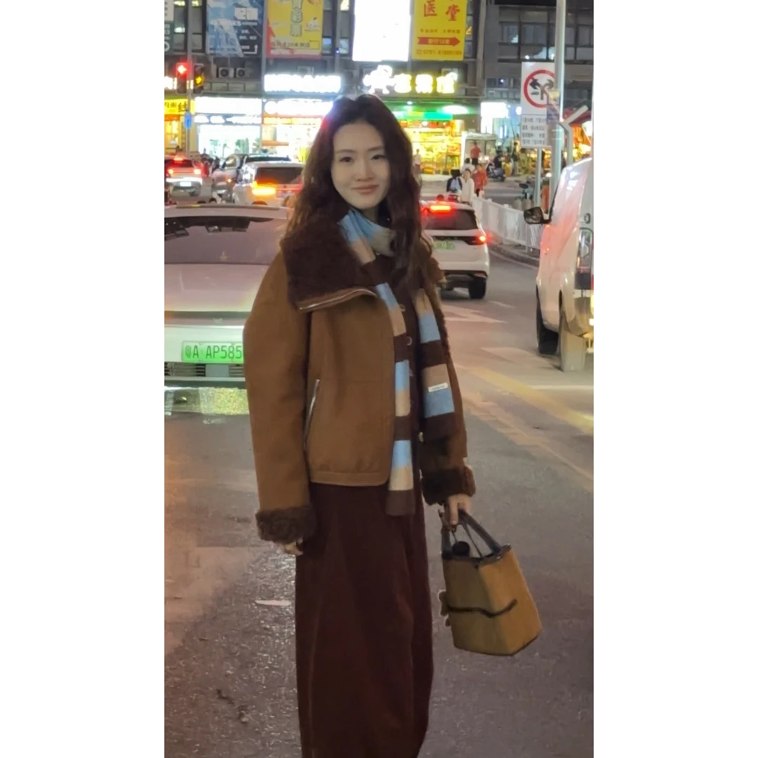 三十梦｜暖绒复古｜复古百搭毛绒翻领皮毛一体上衣外套冬季