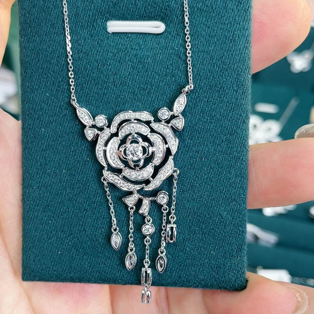 合成钻石18K金镶嵌套链