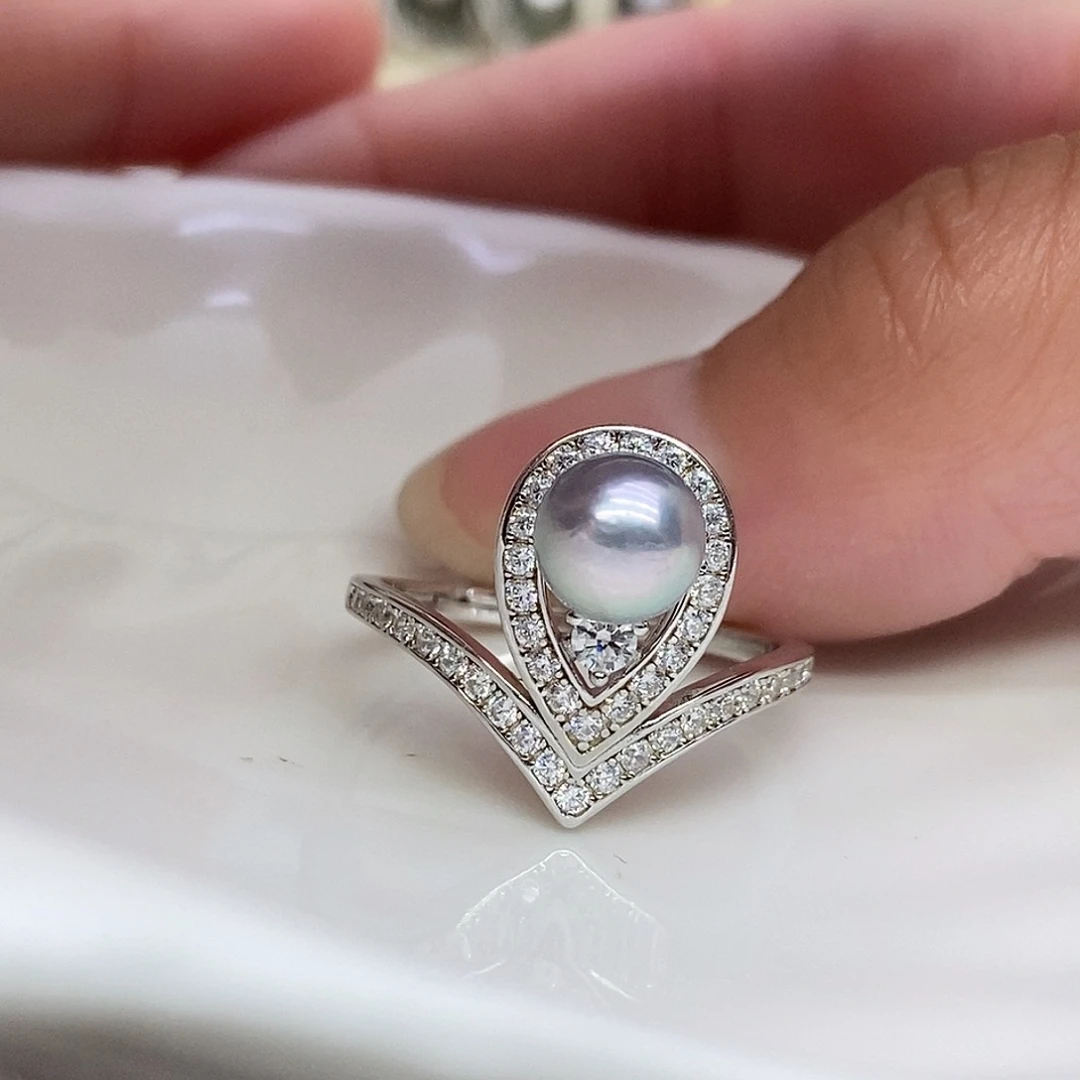 海水珍珠戒指银S925镶嵌