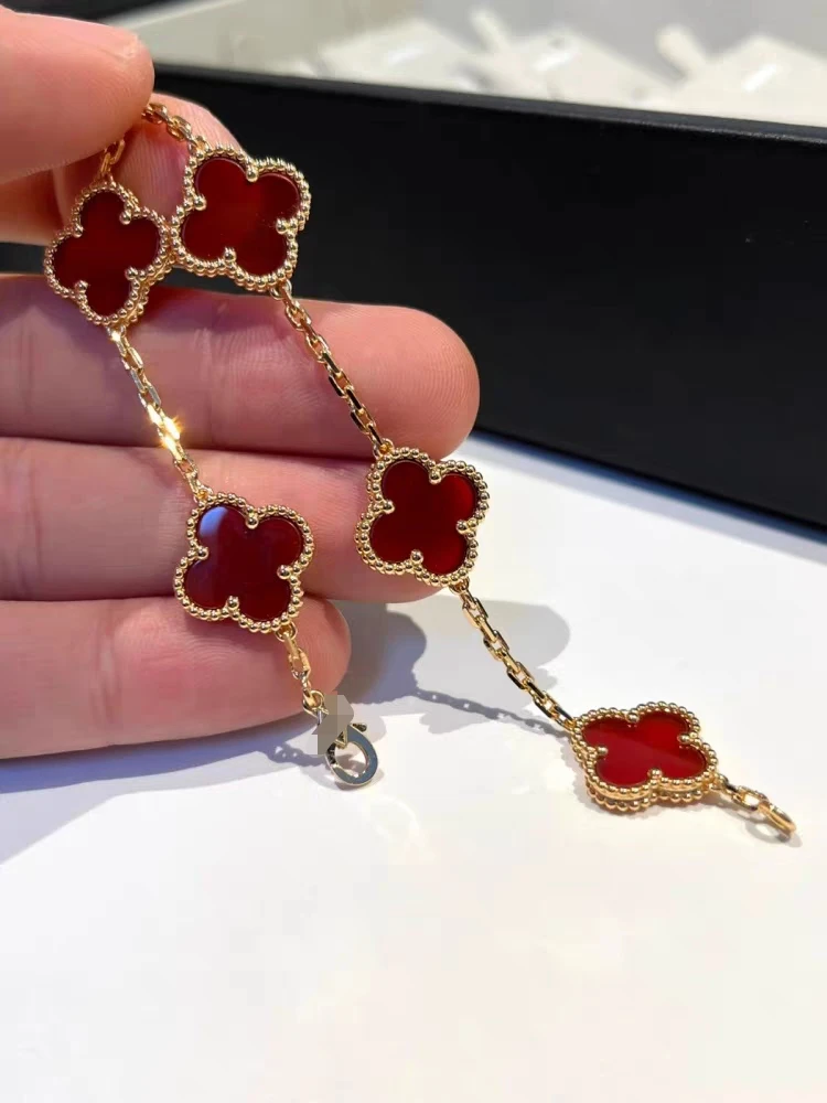 铜合金手链 0120轻奢高版五花四叶草手链