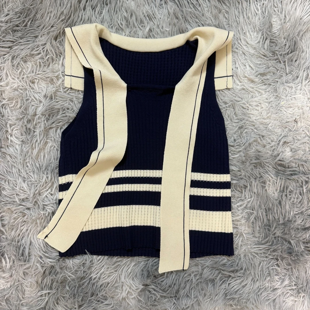 02号    海军款2025新款时尚百搭短袖轻奢女装背心