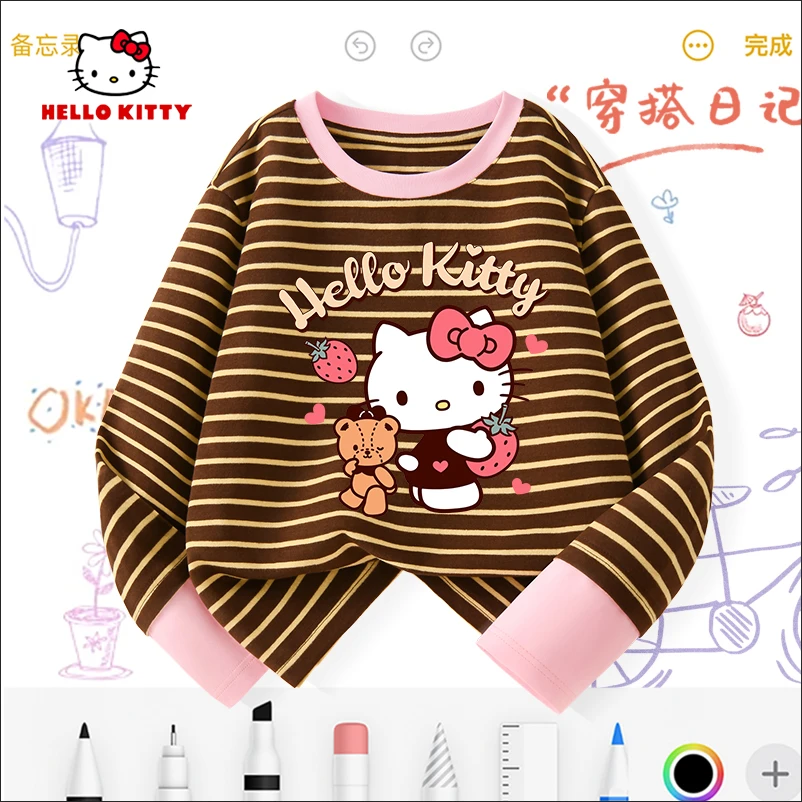 Hello Kitty女童长袖t恤2025新款薄款休闲打底衫儿童潮款秋装上衣