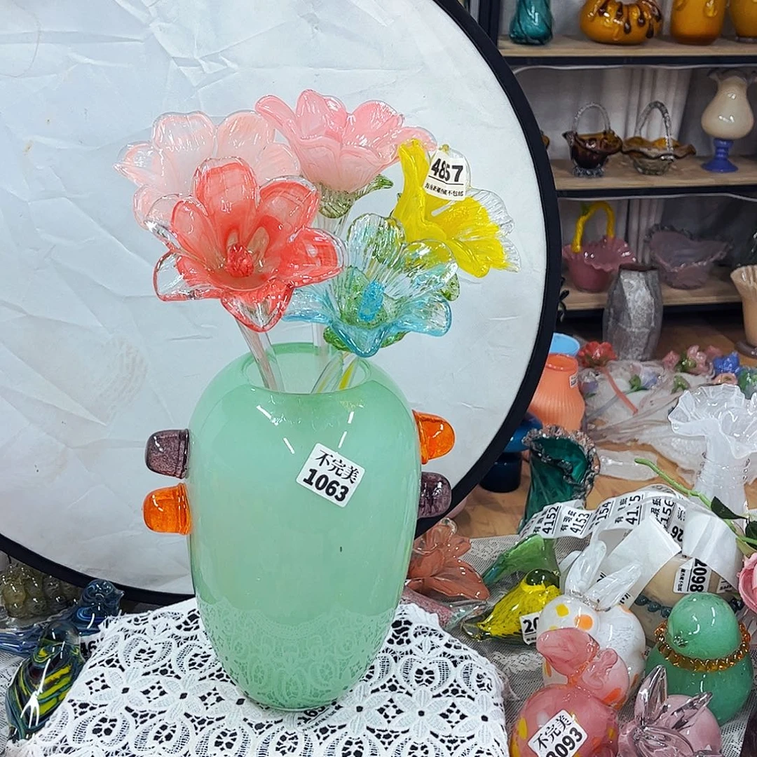 5花1瓶 家悦琉璃工艺品瓶不完美