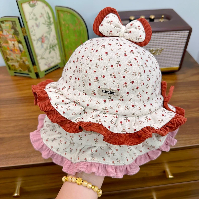 女宝宝公主帽春秋洋气小月龄宝宝外出遮阳帽婴幼儿防风冬季渔夫帽