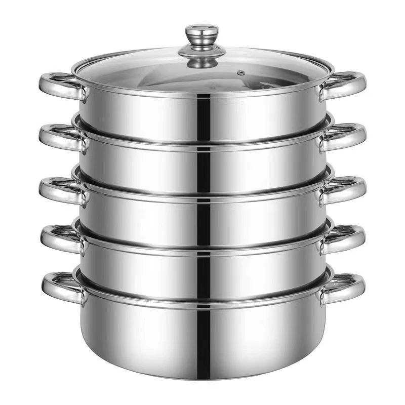 专供出口不锈钢汤蒸锅蒸锅家用蒸鱼双层三层四层五层多功能锅