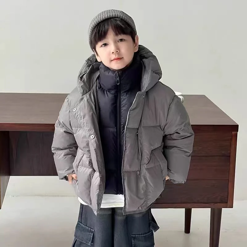 儿童冬季加厚棉衣假两件保暖2024冬季时尚潮流连帽韩版棉服外套潮