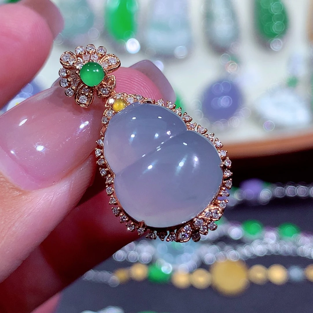 翡翠18K金镶嵌吊坠(不含链)