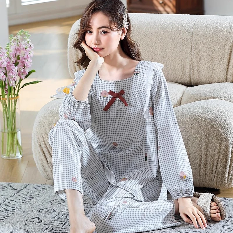 金黛儿睡衣女春秋莫代尔棉长袖卡通甜美家居服春季薄款休闲两件套