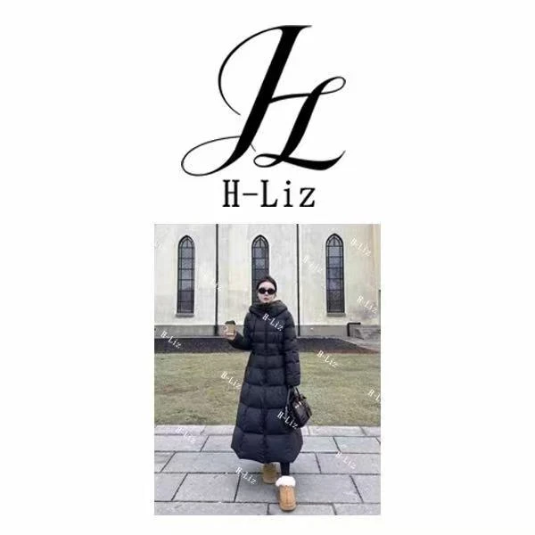 [小熊]2025冬季在逃公主修身超长鹅绒服显瘦黑色收腰过膝外套加厚