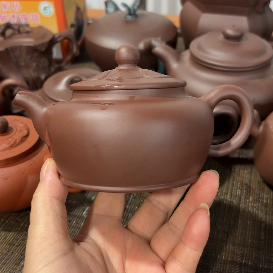 蟹***钱茶壶紫砂紫砂之光和青石相交后被