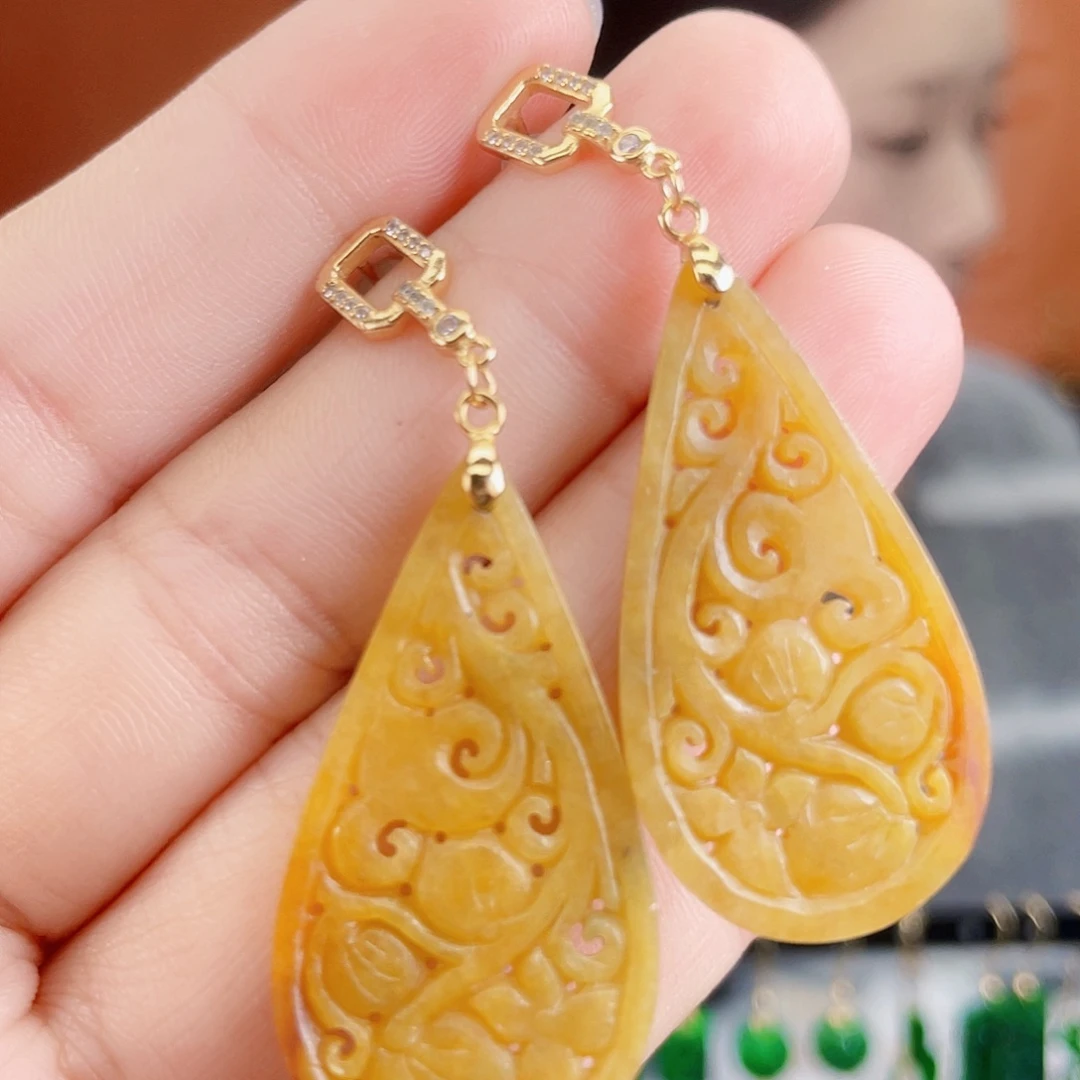 翡翠银S925镶嵌耳饰