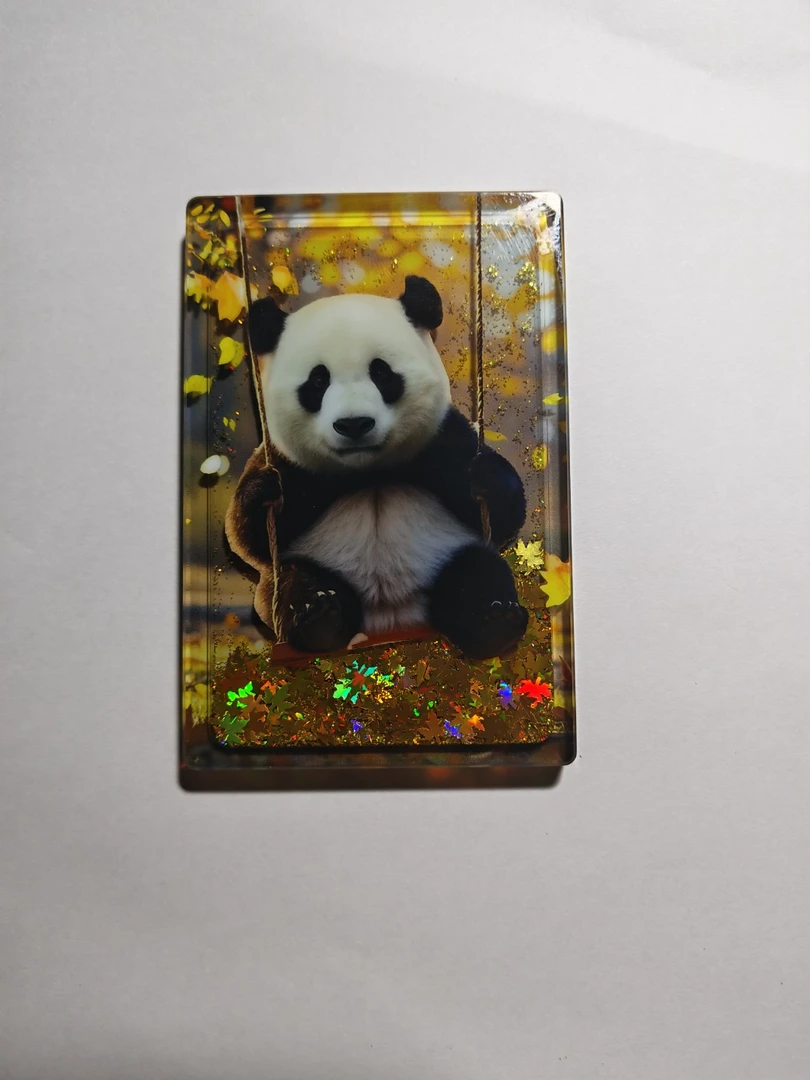 大熊猫小奇迹定制枫叶流沙冰箱贴